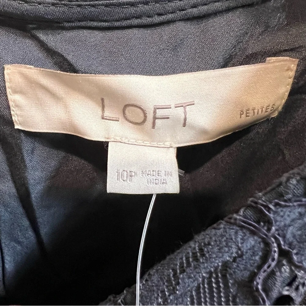 NWT Loft Navy Blue Floral Lace Ruffle Mini Flutter Sleeve Cocktail Dress 10P - Picture 6 of 15